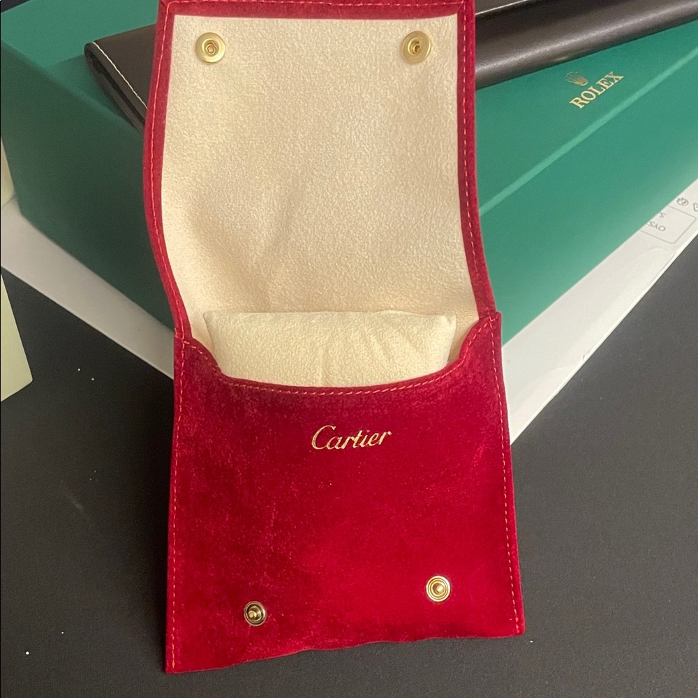 Cartier Red Velvet Pouch with Gold Accents